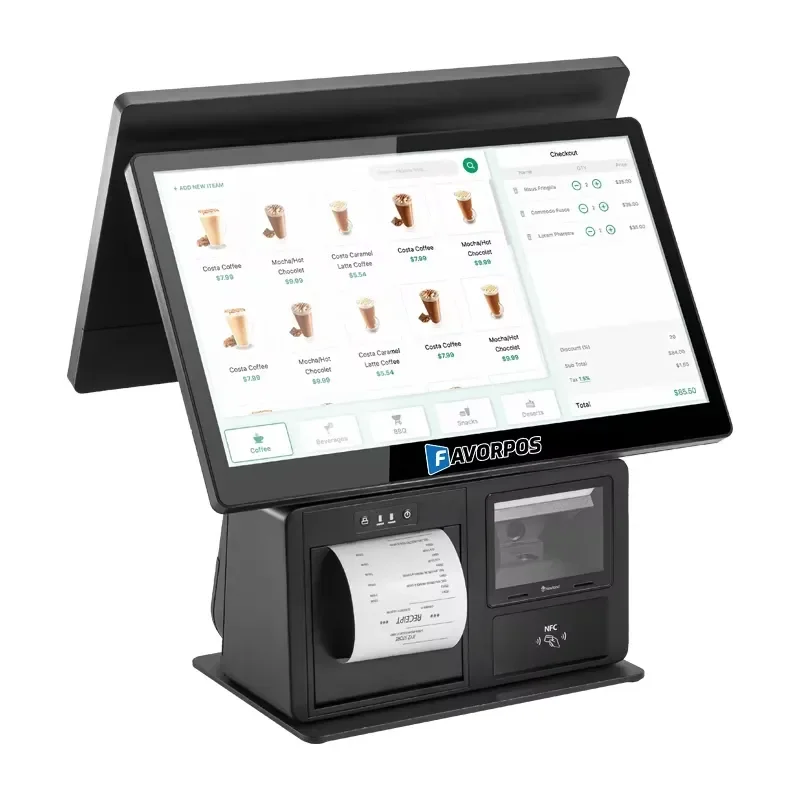 Dual Screen Touch POS System Cash Register for Supermarket Retail Store Integrated All in One Terminal Hardware Solution