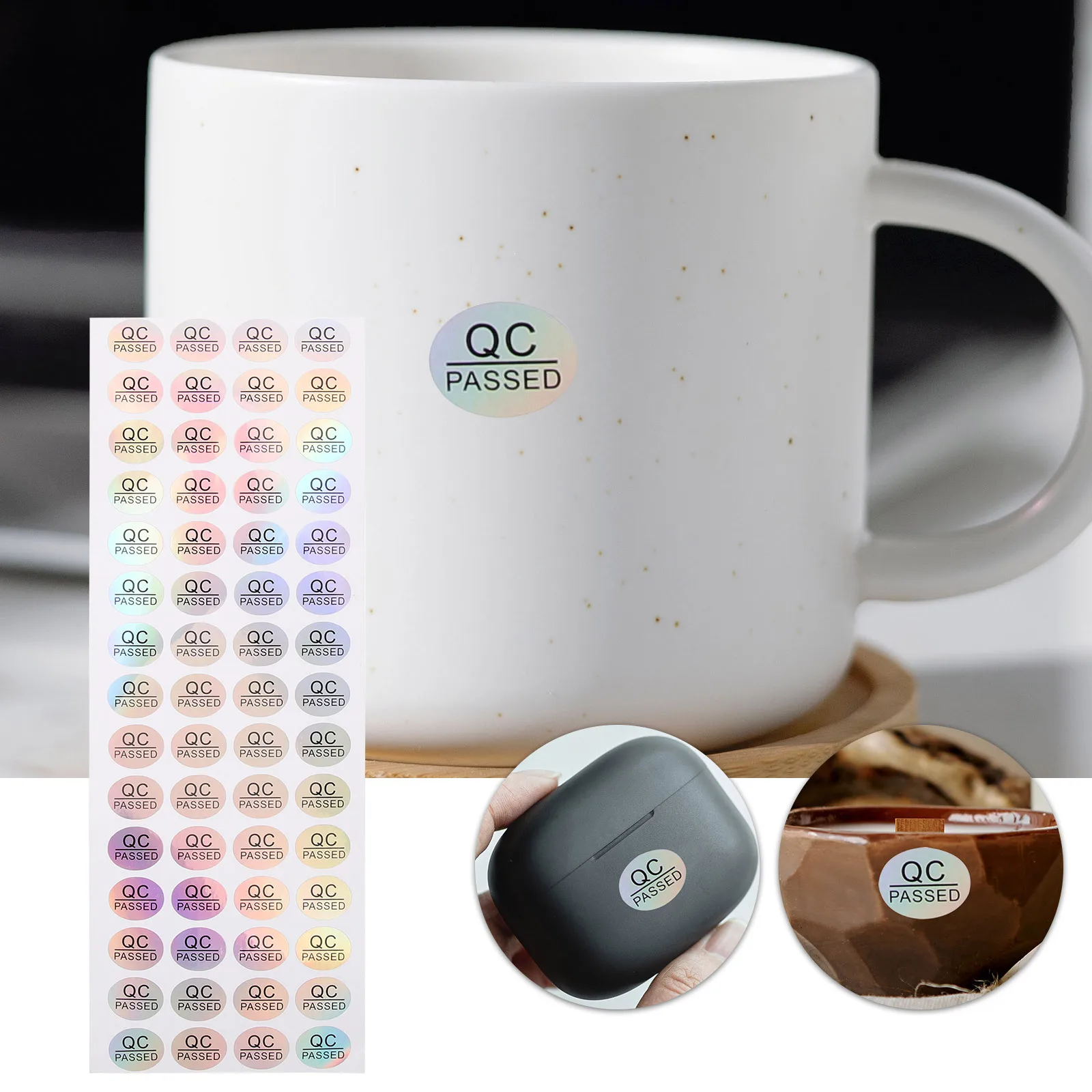 

5 Sheets Qc Passed Stickers Warehouse Oval Adhesive Labels Shipping Quality Testing Tags Status Confirmation Tags