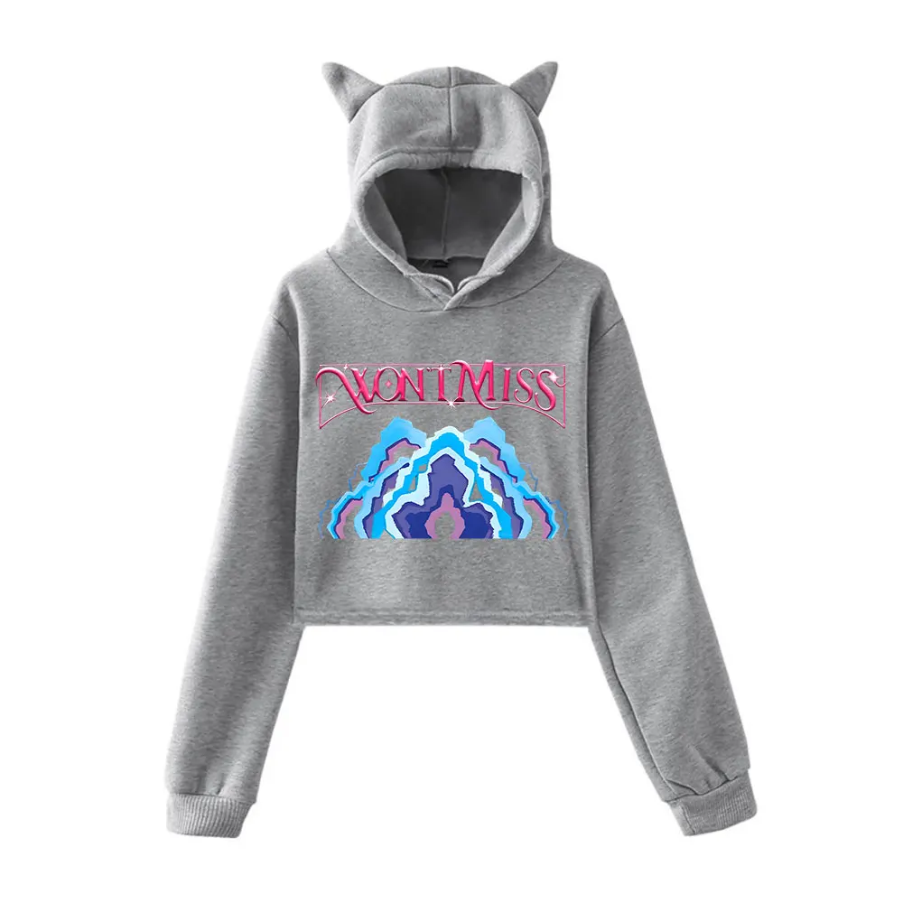 KPop Demon Hunters 2025 Merch Hoodies Sweatshirt for Girls Cat Ear Crop Pullover Casual Clothes