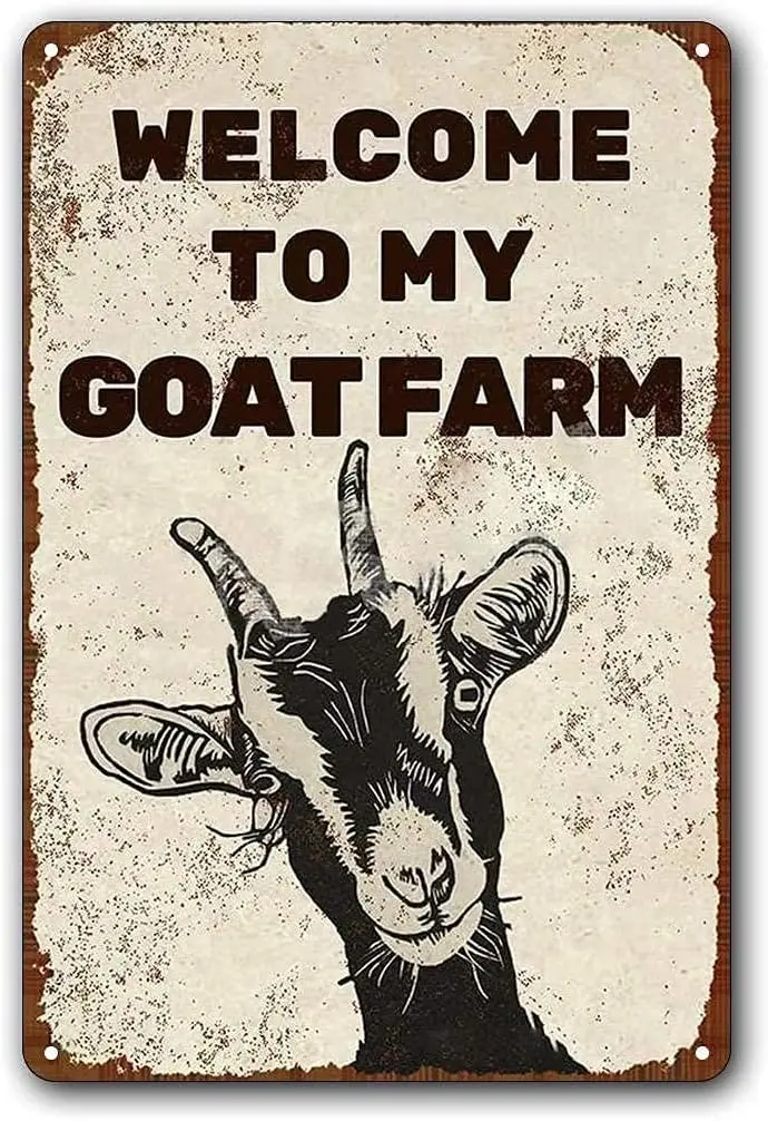 Vintage Metal Plaque Poster Welcome To My Goat Farm Retro Tin Sign Wall Decor Gift For Bathroom Restaurant Bed