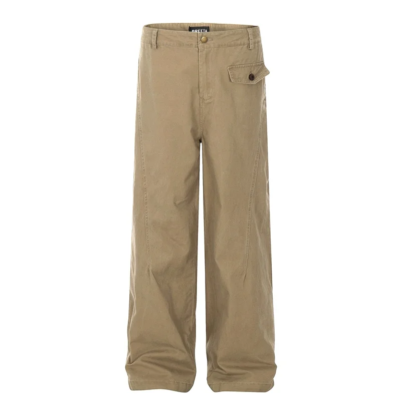 

American Retro Cleanfit Khaki Straight Leg Workwear Trousers ex Loose Casual Pants Long Pants Spring Autumn Youthful