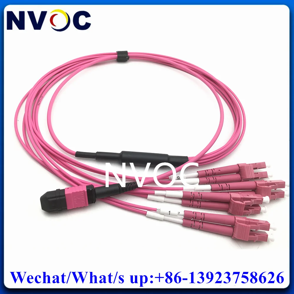 

40G MM Multi Mode MPO(Male) Senko-LC/UPC 8Cores 3.0mm Fiber Optic Patch Cord 1M Purple/Pink 8C MPO-LC LSZH Cable Connector