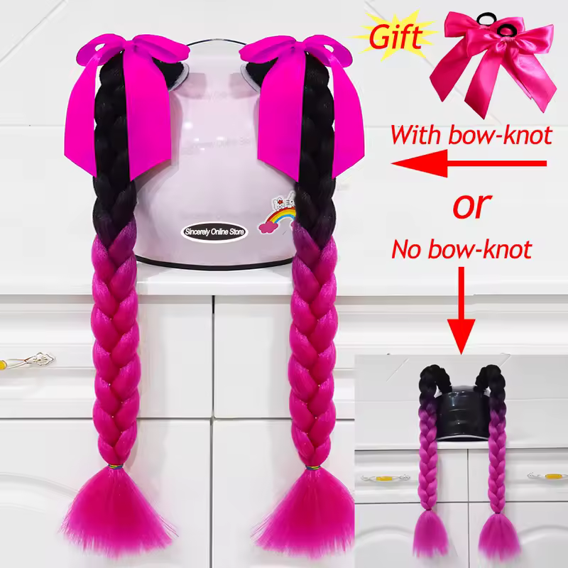 2pcs/pair New Motorcycle Helmet Braids Woman Braids Wig For Motorbike Helmets 164 colors Twist Dual Pigtail Ponytail With Sucker - Image 22