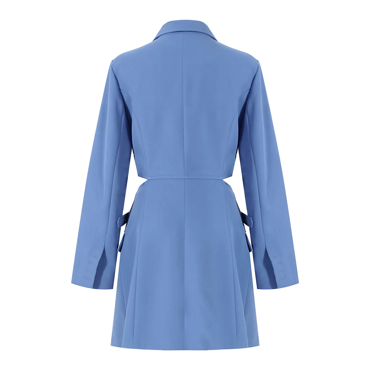 2024 Spring Autumn Women Suits Fashionable Chic Blazer Dress Coat Elegant Sky Blue Hollow Out  Jacket  Irregular Long Sleeve