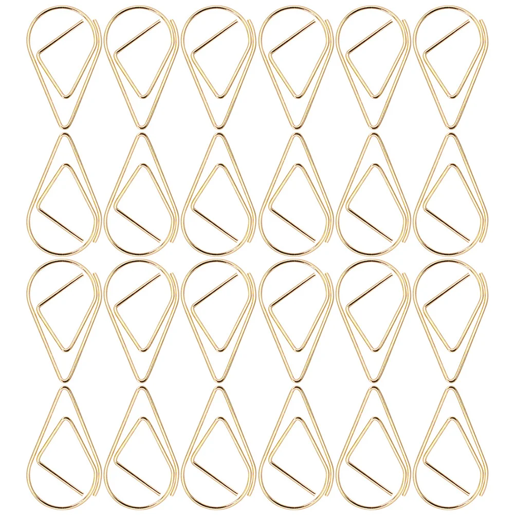 100 Pcs Paper Clip Gold Clips Teardrop for File Decorate Multiuse Metal Paperclips Document School Work