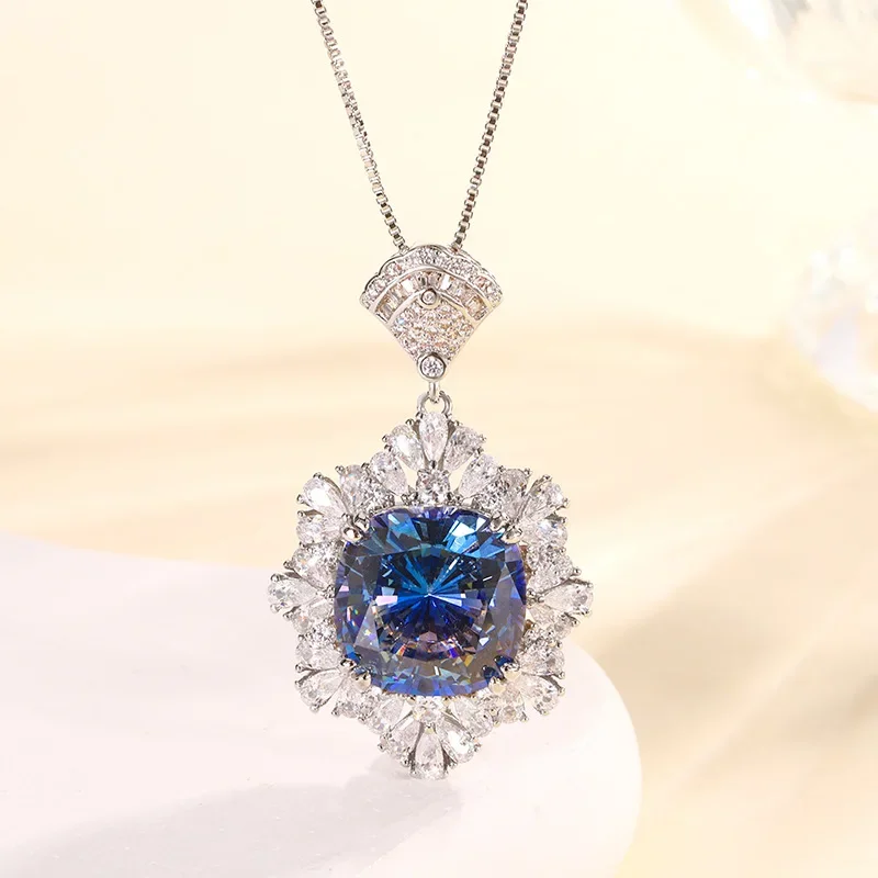 New S925 Silver Plated 18K Gold Jewelry Bird's Nest Cut Colored Crystal Fashion Pendant Set 14*14-12*12 Jewelry