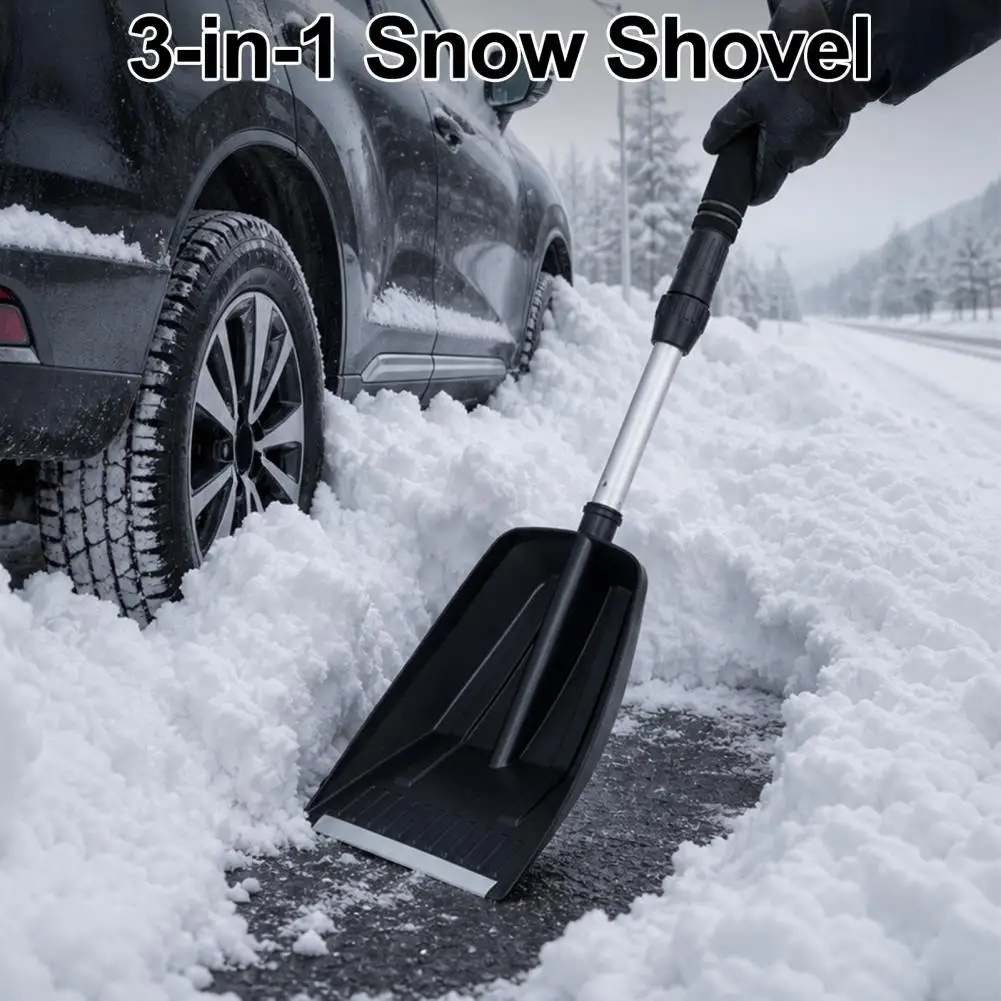 Car Supplies Car Snow Shovel with Extendable Handle Pivot Head Ice Scraper Scratch-free Snow Removal Tool for Suv Truck