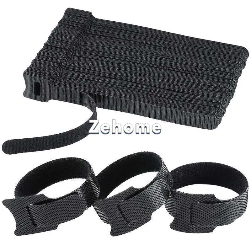 Multi-use Nylon Hook & Loop Cable Tie Self-adhesive Wire Fixing Strap for Cable Management