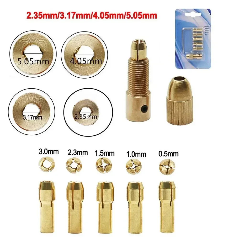 

7pcs Mini Drill Collet Chuck 2.35/3.17/4.05/5.05mm Brass Chucks Adapter For Rotary Tool Power Tools Impacts Dills Adapter New