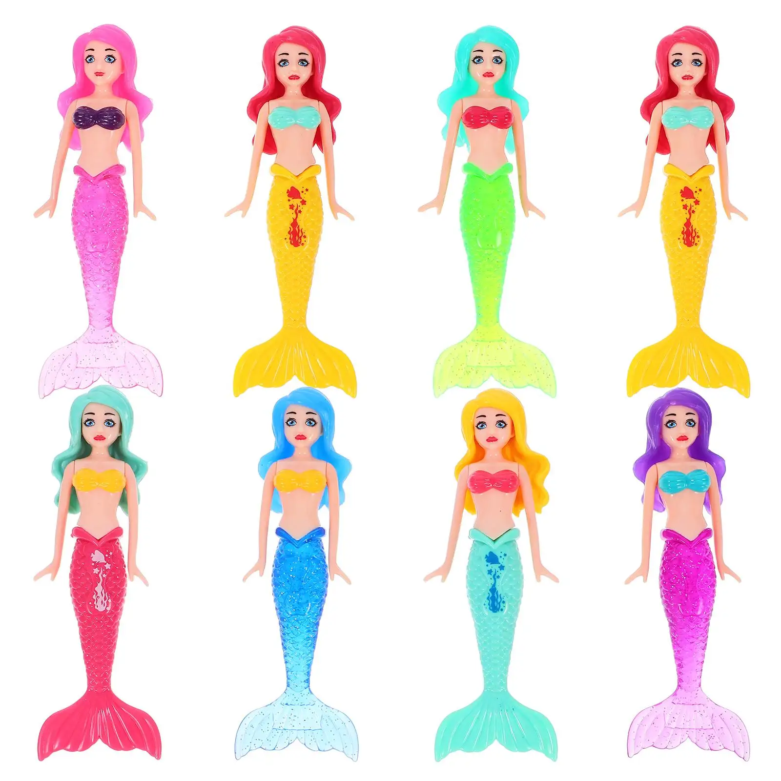 8pcs Mermaid Dive Toys for Pools Bright Colors Easy Materials Vision Improve Skills Fun Pool Accessories