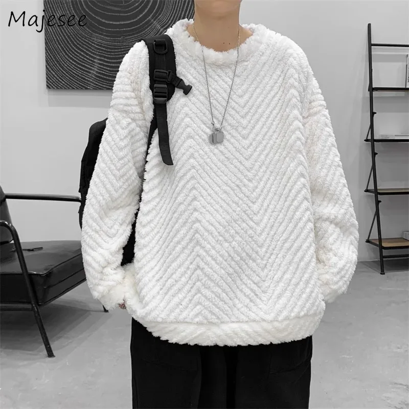 

Lambswool Hoodies Men Autumn Winter Solid Youthful Baggy Fashion All-match Cozy Simple Couples Unisex Outwears Gentle Ulzzang