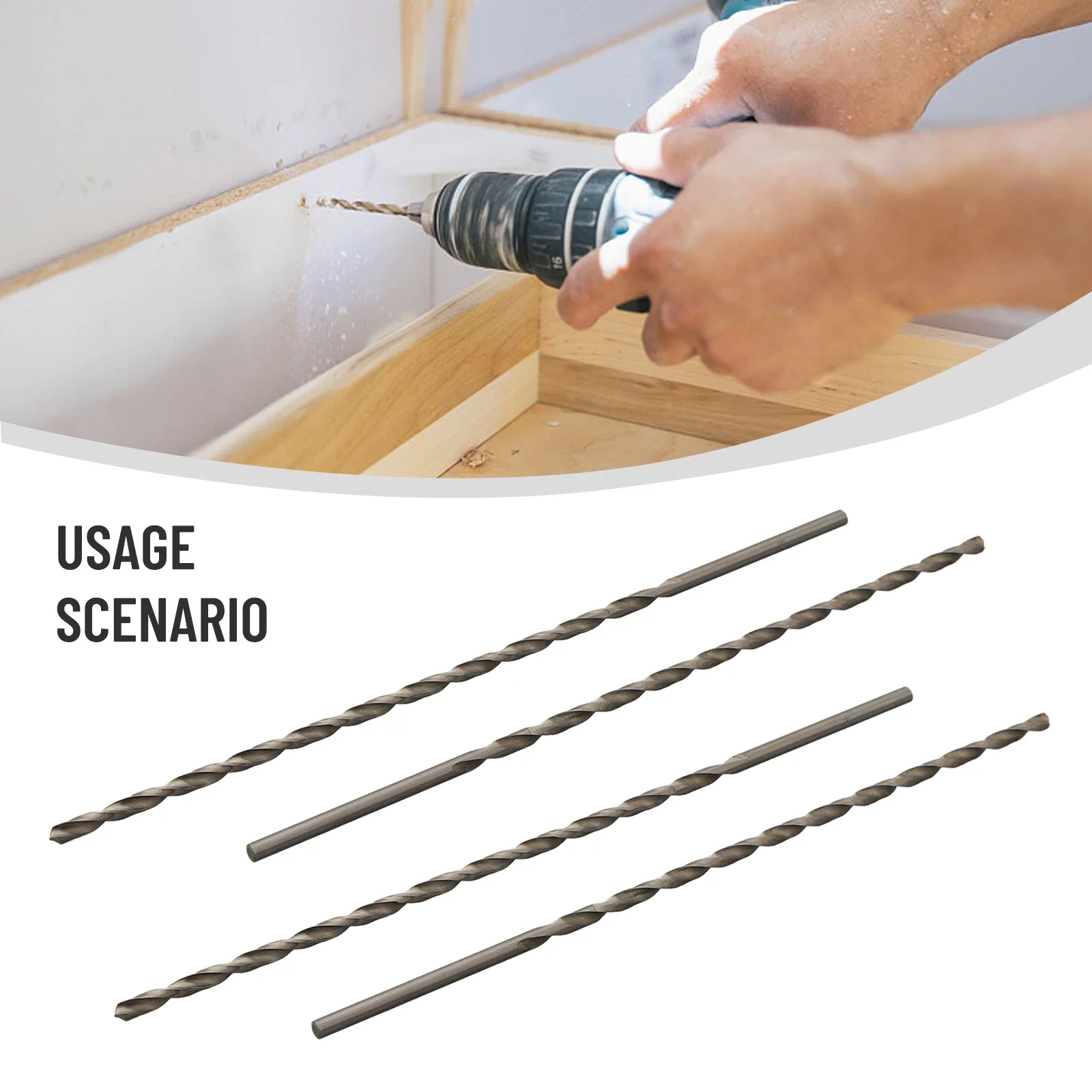 4Pcs 200mm Extra Long HSS Drill Bits For Metal Wood Plastic And PVC Suitable For Various Materials And Electric Drills