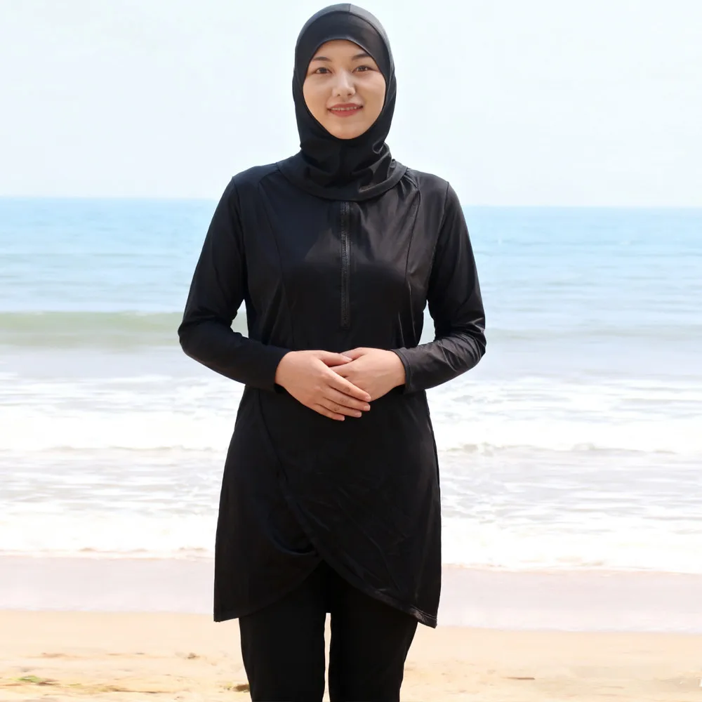 

Burkini Femme Musulmane Maillot De Bain Borkini Консервативный мусульманский купальник Комплект из 3 предметов Исламский купальник Купальный костюм Пляжная одежда