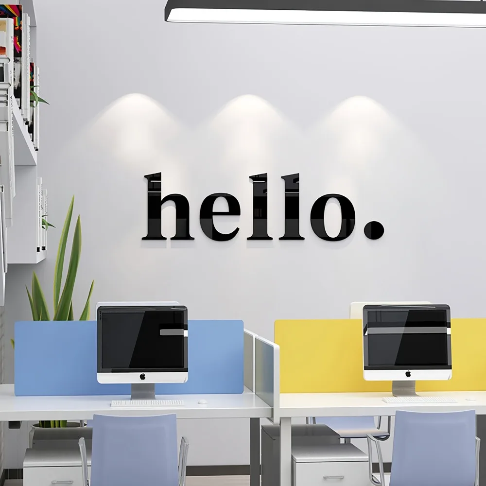 CIFBUY Acrylic Wall Sticker Hello Creative DIY Art Self Adhesive Decor For Hallway Living Room Bedroom Home Decoration Decal