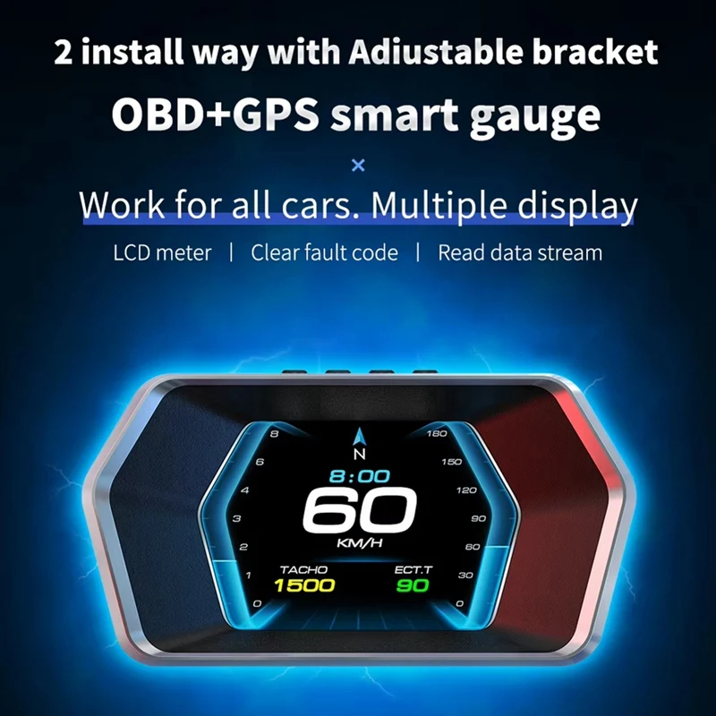 Pop P17 HUD Head Up Display Car Display OBD2 GPS Car Computer Di Super Hot Water Oil Temp Gauge