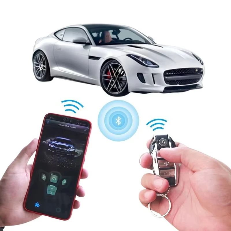 PKE 1-Way Wireless Sound & vibration Car Anti-theft System Remote + BT APP Control start/ One-button start/Car finder/Open trunk