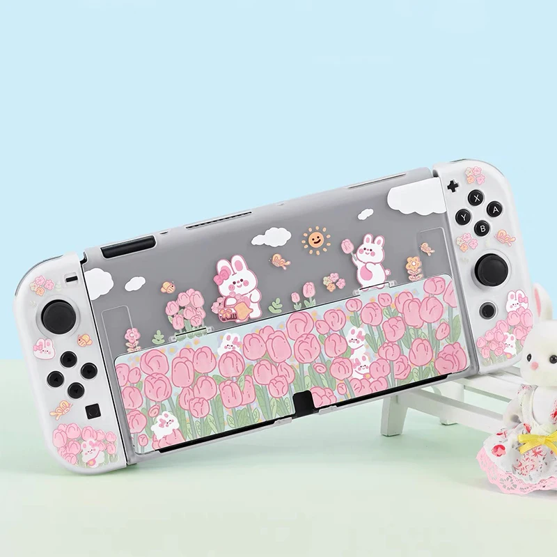 

For Nintendo Switch Oled Case Cute Transparent Bunny Hard Shell Switch Accessories Cover For Switch NS Accessories Console Game