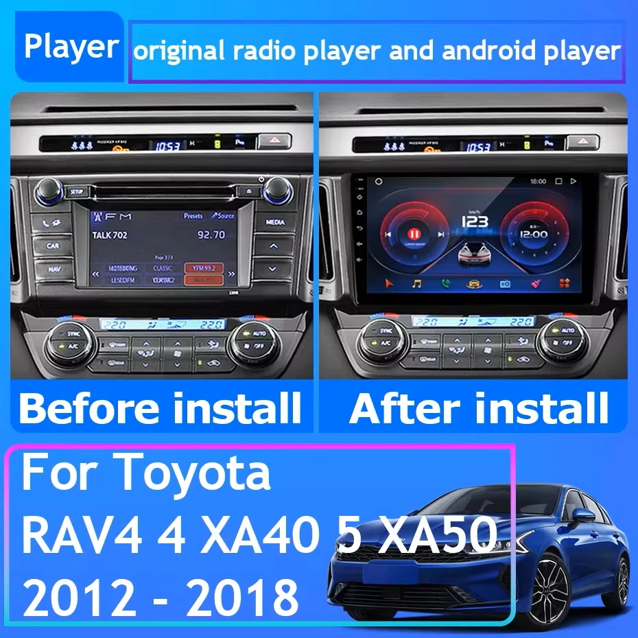 Car Radio For Toyota RAV4 4 XA40 5 XA50 2012 - 2018 Carplay Navigation GPS Android Auto Miltimedia Player Stereo Head 4G No 2din