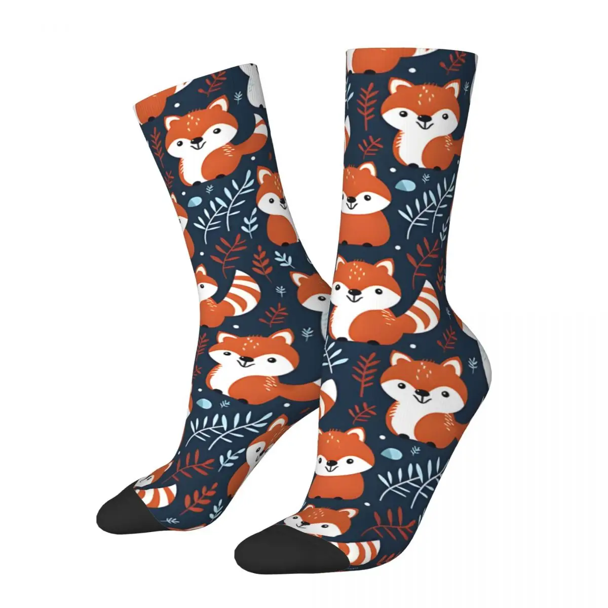 Red Panda Floral Pastel Texture Pattern Animal Men's Socks Retro Harajuku Street Style Novelty Seamless Crew Sock