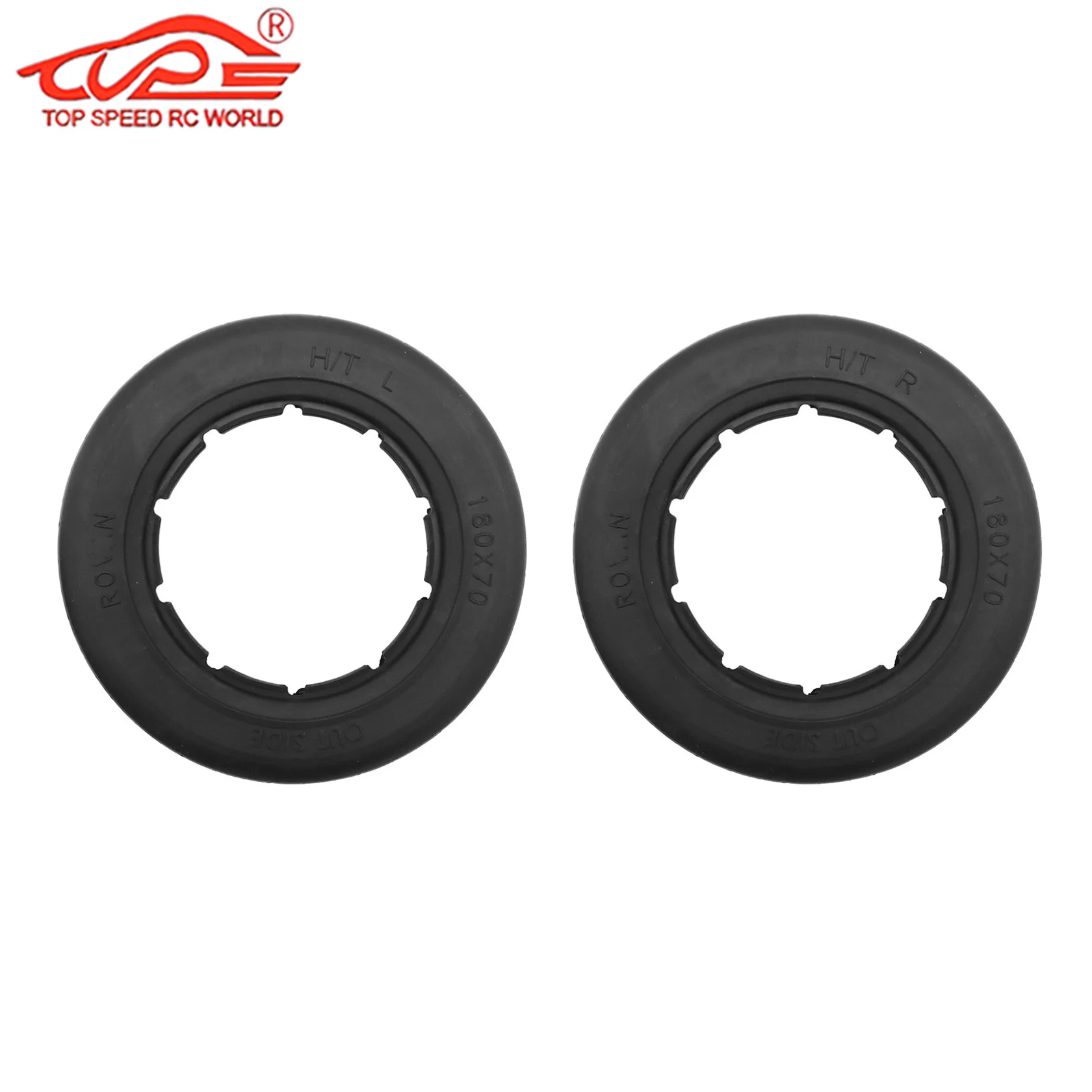 Piel de neumático de carretera de 180x70mm, 2 piezas para escala de coche teledirigido 1/5 Losi 5IVE-T ROFUN ROVAN LT KING MOTOR X2 BAJA 4WD SLT DTT QL FID, piezas de camión