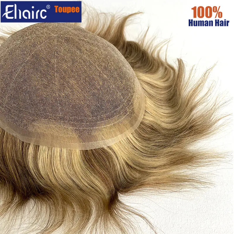 

Highlighted French Full Lace Men Toupee Human Hair Systems Unit Men's Wig Breathable Male Capillary Prothesis Wig For Men