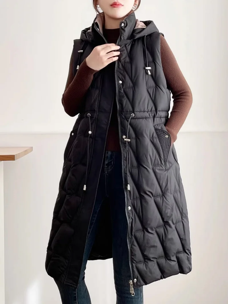 العصرية الشارع الشهير صدرية سترة سترة فضفاضة منتصف طول أسفل القطن سترة للنساء الخريف/الشتاء التخسيس ملابس خارجية غير رسمية w1196