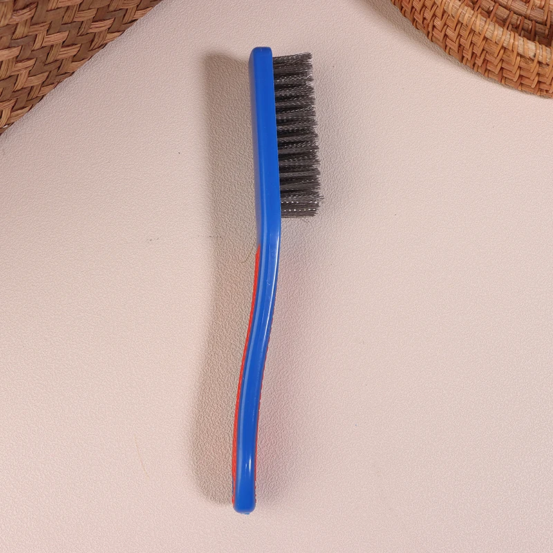 Durable Stainless Steel Wire Brush Silicone Handle Red And Blue Paint Removal Tool Scratch Brushes Cleaning Metal Rust Brush