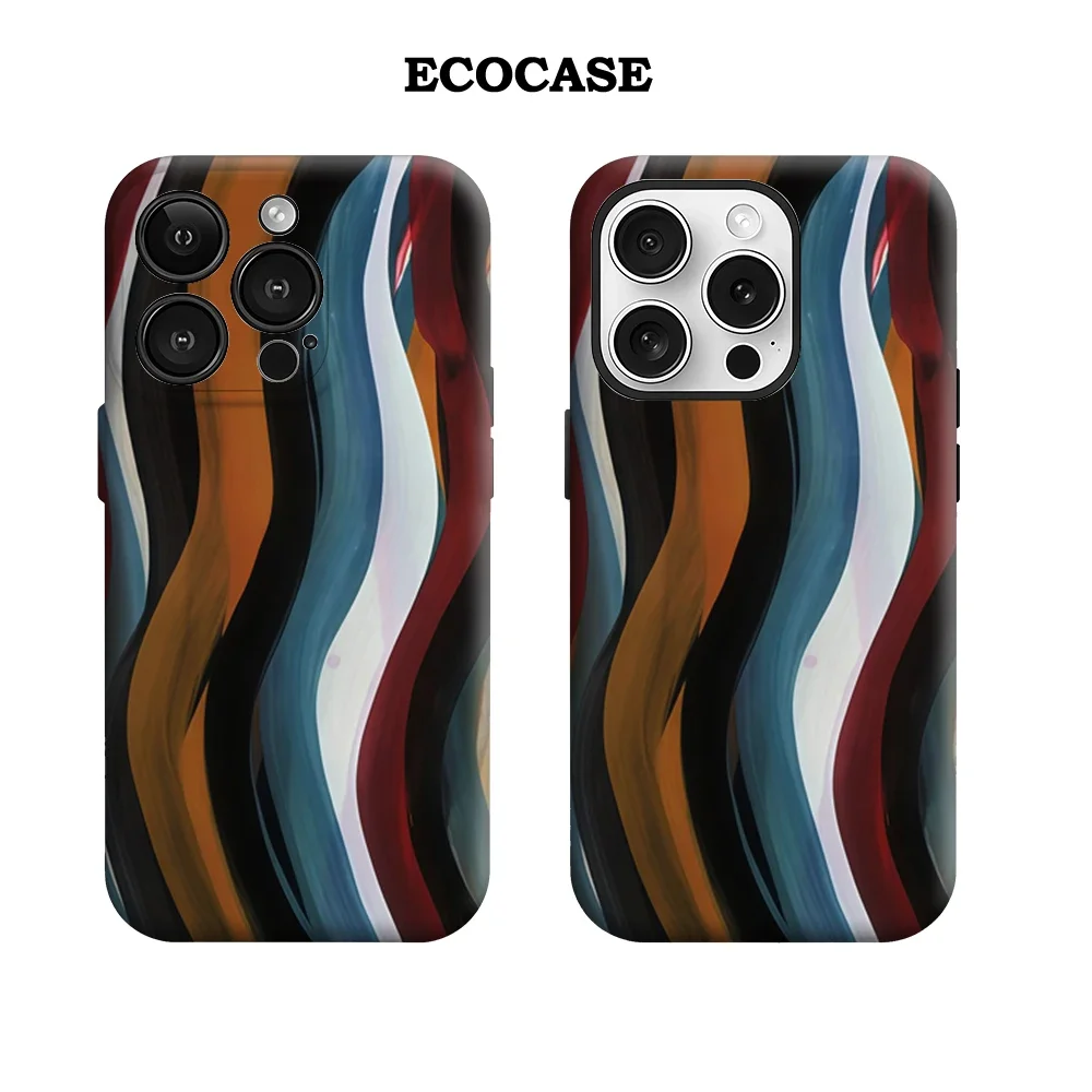 مجردة ملونة موجة الفن IPhone17 يجب أن يكون لديك جراب هاتف آيفون 17 16 15 14 13 12 11 برو ماكس زائد طبقة مزدوجة الغطاء الخلفي