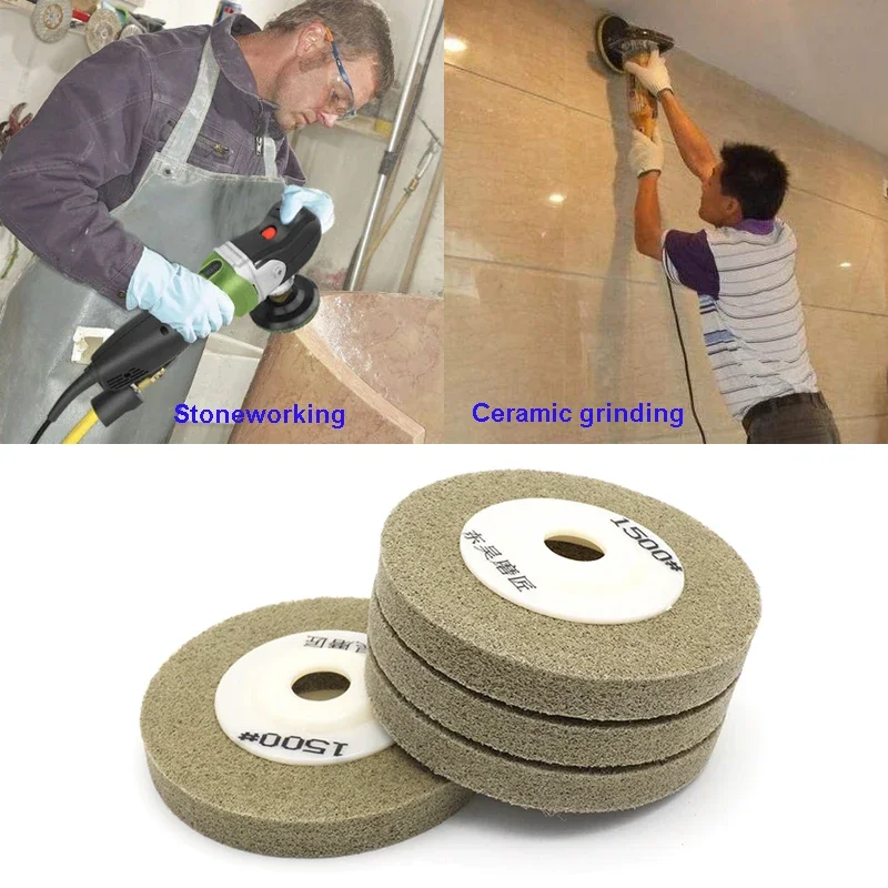 1Pcs 4 "100mm 나일론 수지 연마 휠 60 ~ 1500 그릿 섬유 연삭 휠 대리석 화강암 유리 석재 금속 연삭 디스크