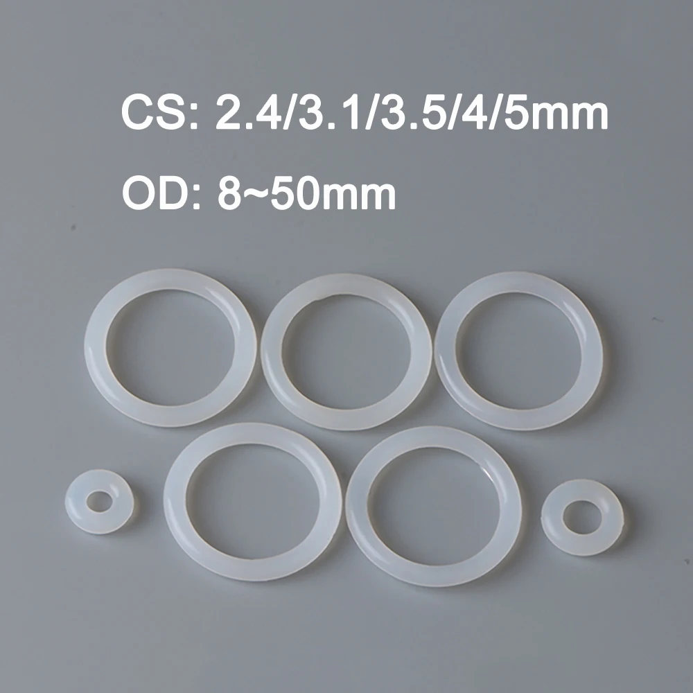 Silicone Translucent O-Ring Thickness CS 2.4/3.1/3.5/4/5mm VMQ OD8~50mm Food Grade Seal Gasket Heat-resistant Nontoxic Insulated