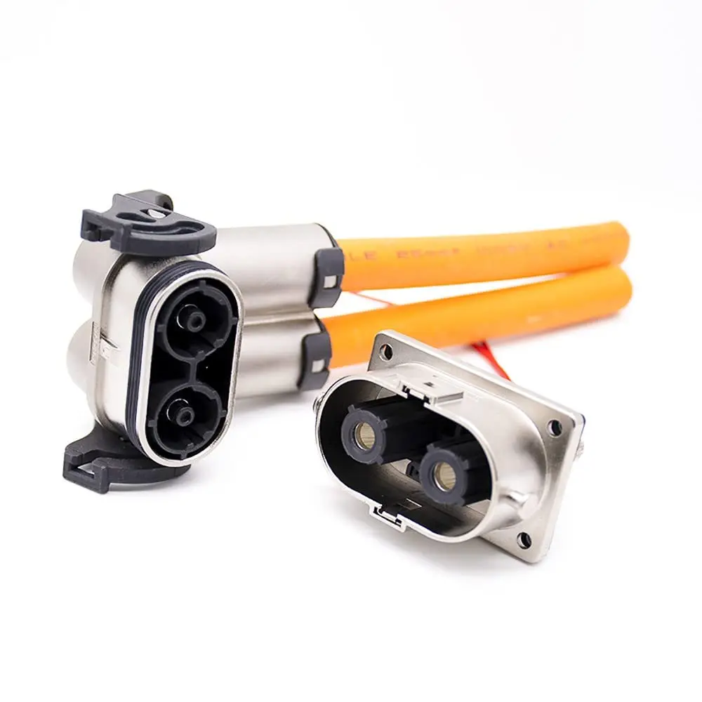 High Voltage Safety Lock Connector 2pin 125A Plug& Socket Metal EV Battery