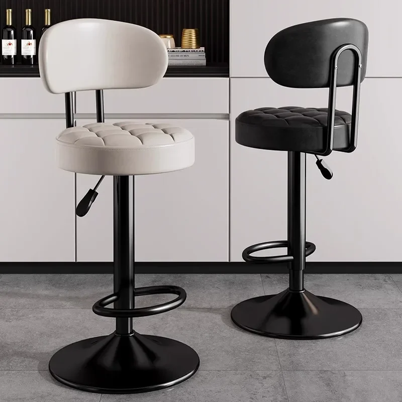Bar chair, high stool, backrest can be lifted and lowered, rotating bar stool, home bar chair, cashier counter, round stool