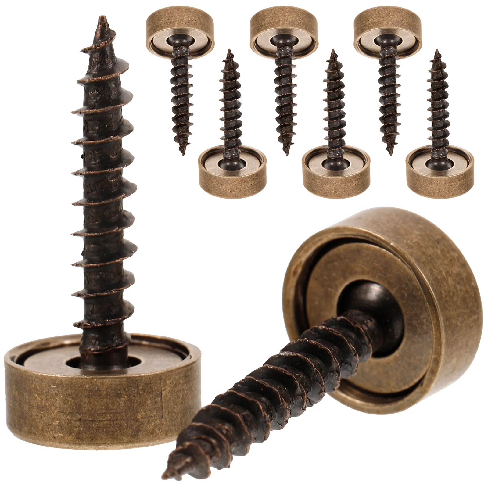 8pcs Brass Screw Cap Circle Decorative Nails Mirror Fixing Screws Cover Bronze Self-Tapping Screws Hardware Tool