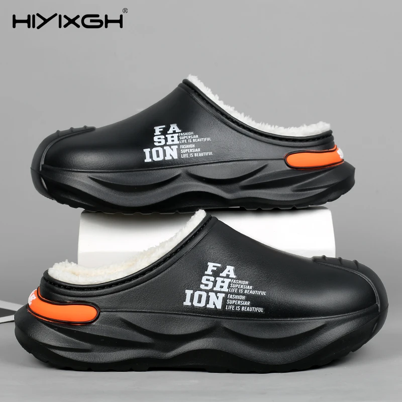 

Men Shoes Winter Warm Shoes Plush Lining Indoor Cotton Slippers Couple Platform Outdoor Kitchen shoes House Waterproof Slippers