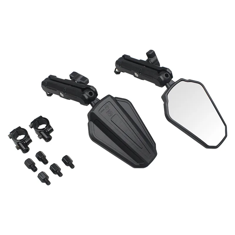 범용 오토바이 거울 각도 조절 가능한 접이식 핸들 바 사이드 미러 모험 먼지 거리 자전거 ATV와 호환 가능