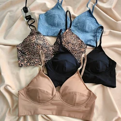 Fashion Women Underwear Cowboy Vest Seamless Simple Bra Deep V Wireless Comfort Brassiere Classic Sling Lingerie Outer Wear