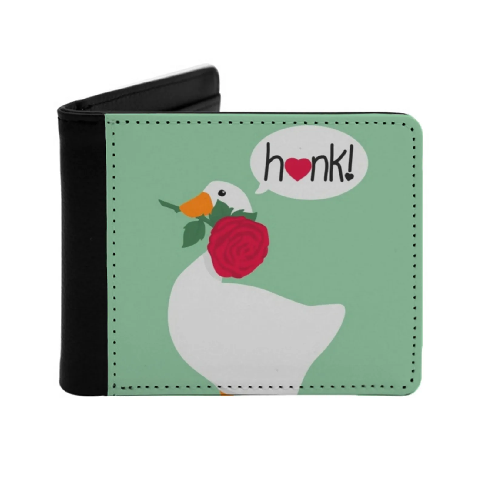 

Honk If You Love Goose Personalized Wallet For Men And Women Pu Leather Short Pocket Purse Deliinthesky Goose Geese Rose Flower