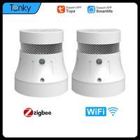 Tuya Smart Home Zigbee/WiFi Smart Smoke Detector Sensor Security Alarm System Smart Life App Smoke Alarm Security Protection