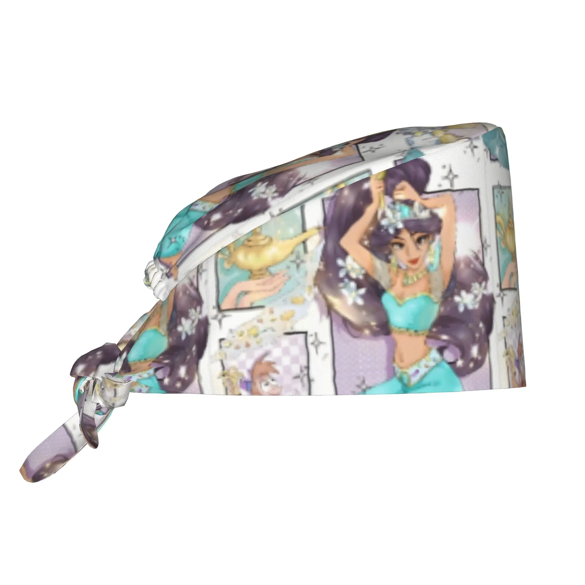 Custom Cute Cartoon A-Aladdin Scrubs Cap Surgical Hats Men Women  Operating Room Cap Operator Hats Lab Works Hat