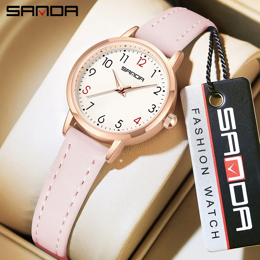 SANDA 1172 New Fashionable and Elegant Design Round Dial Waterproof Quartz Movement Business Women's Simulated Watch