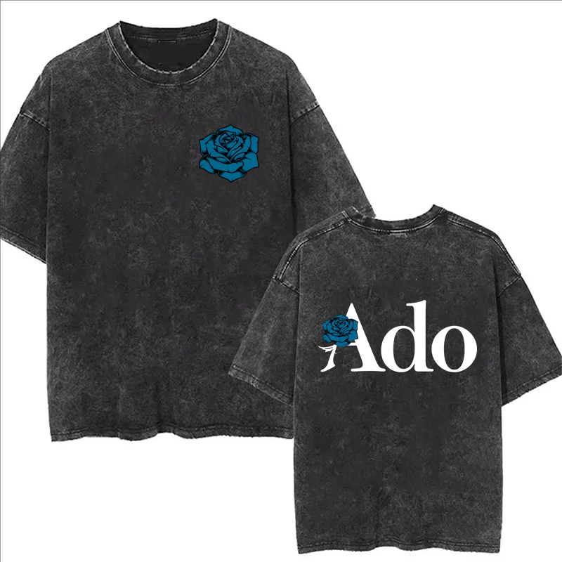 Ado Print Washed T-Shirts Sommer Damenkleidung Lässige Mode Streetwear Y2K Vintage Oversize Kurzarm-Tops Gewaschene T-Shirts – Detail 6