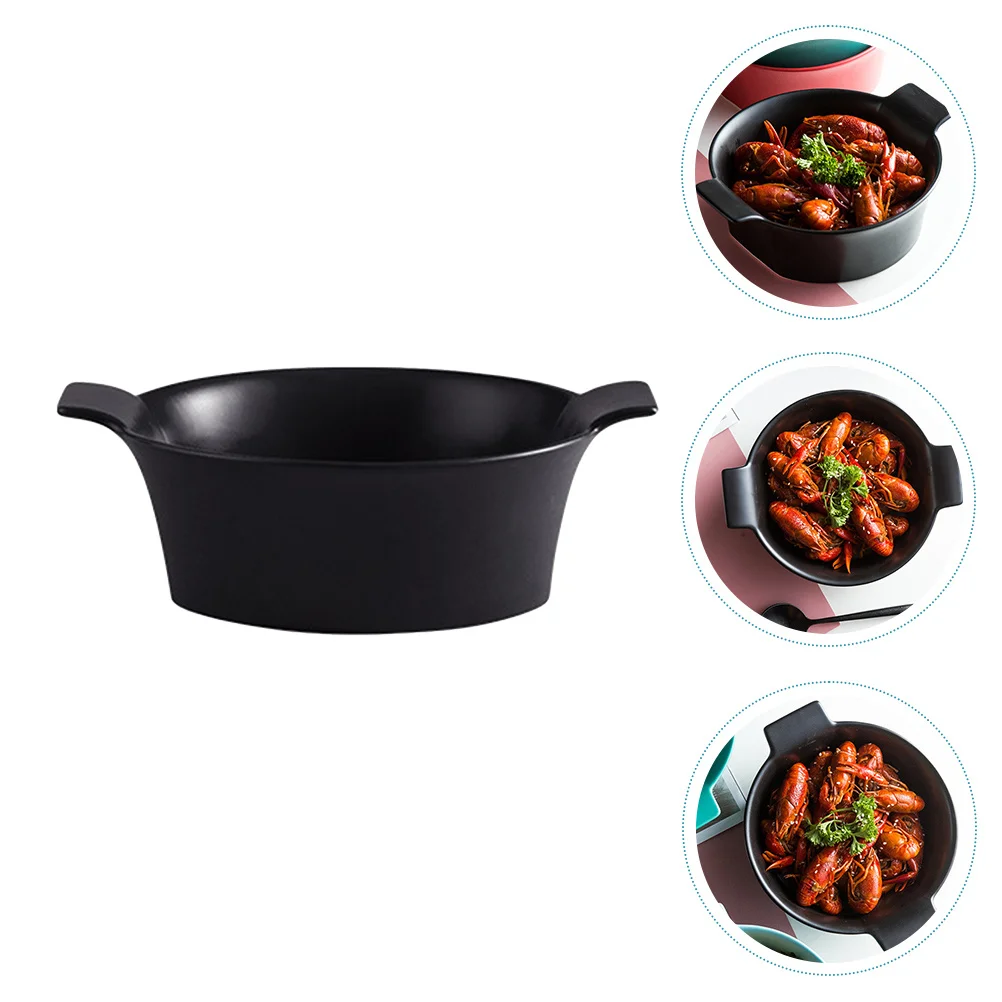 

Double Ear Ceramic Salad Bowl Large Capacity Lightweight Smooth Surface Kitchen Fruit Serving Bowl Fruit Container