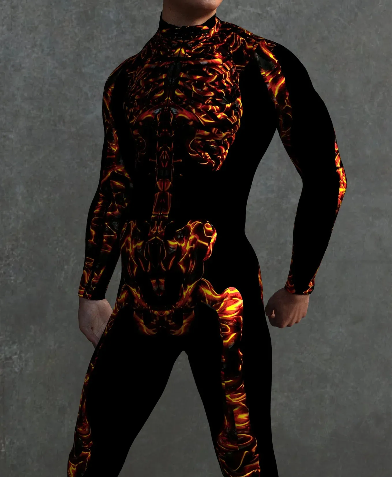 Halloween Skinny Damen Bedruckter Bunter Totenkopf Cosplay Jumpsuit Cyberpunk Zentai Anzug Karnevalsparty Aerial Performance Bodysuits – Detail 23