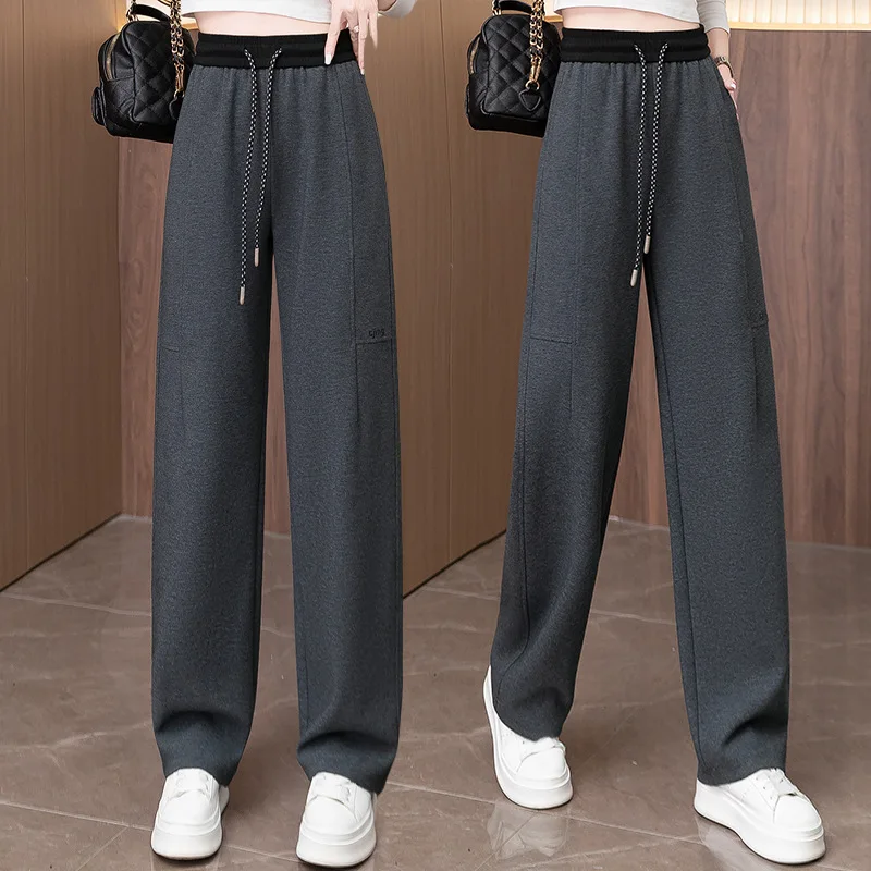 

Gray Sports Casual Pants for Women, New Autumn Style Scimitar Pants, High Waist Loose Wide Leg Pants, Narrow Straight Leg Sweatp