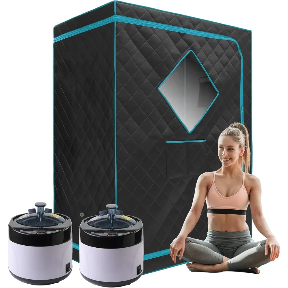 

Home Double Steam Sauna, Full Body Hydrotherapy for 1 or 2 People, Two 4-liter Steamers, Two Folding Chairs, Portable Sauna Tent