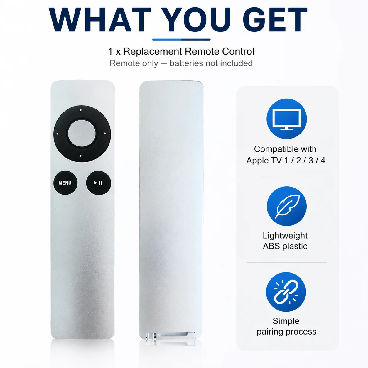 Replacement Remote Control Compatible with A1156 A1427 A1469 A1378 for Apple TV 1 2 3 4 Not Original Plastic - view 5