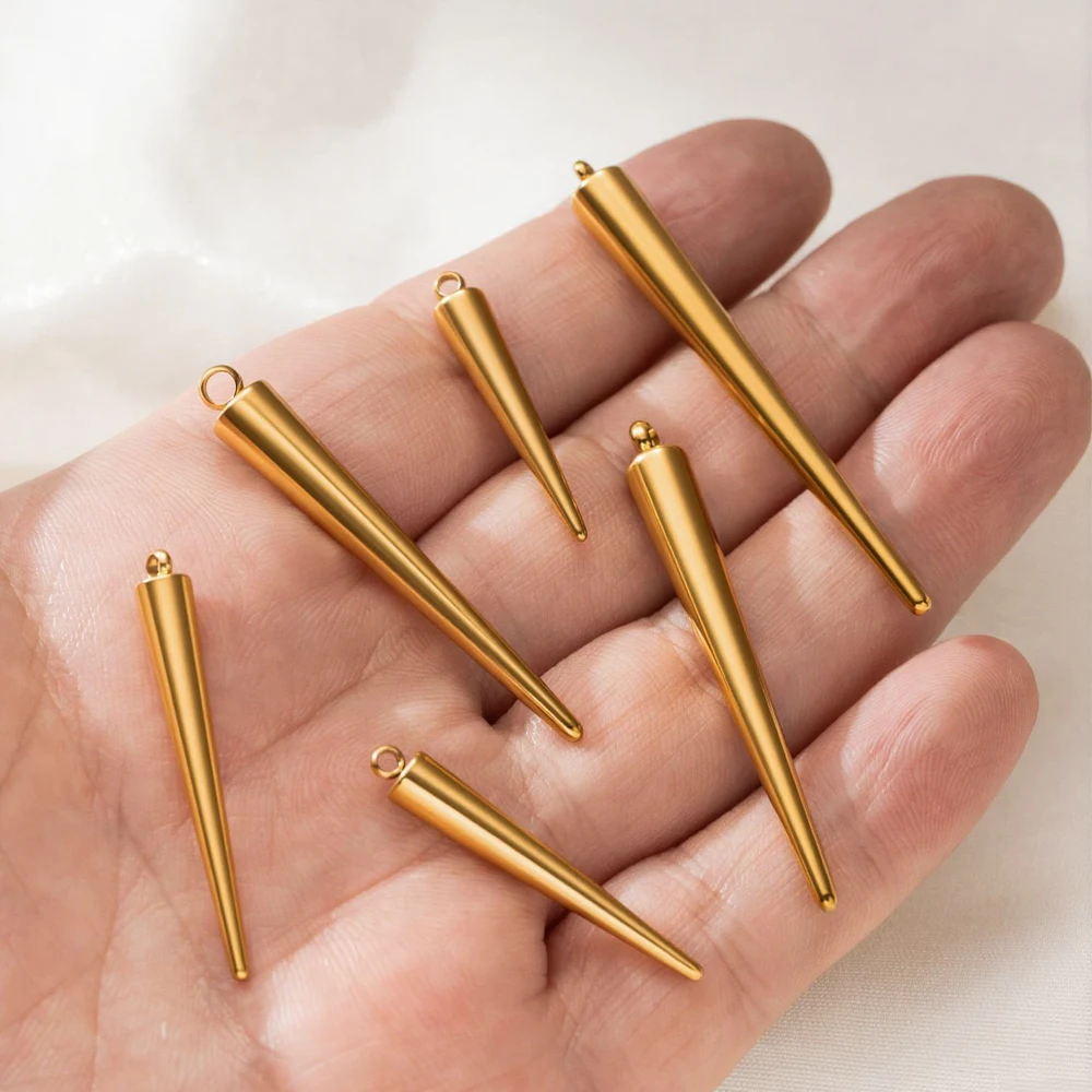 5/10 Stück Edelstahl-Kegelanhänger für DIY-Ohrringe, Halsketten, Schmuckherstellung, Zubehör, Komponenten, Bastelzubehör – Detail 5