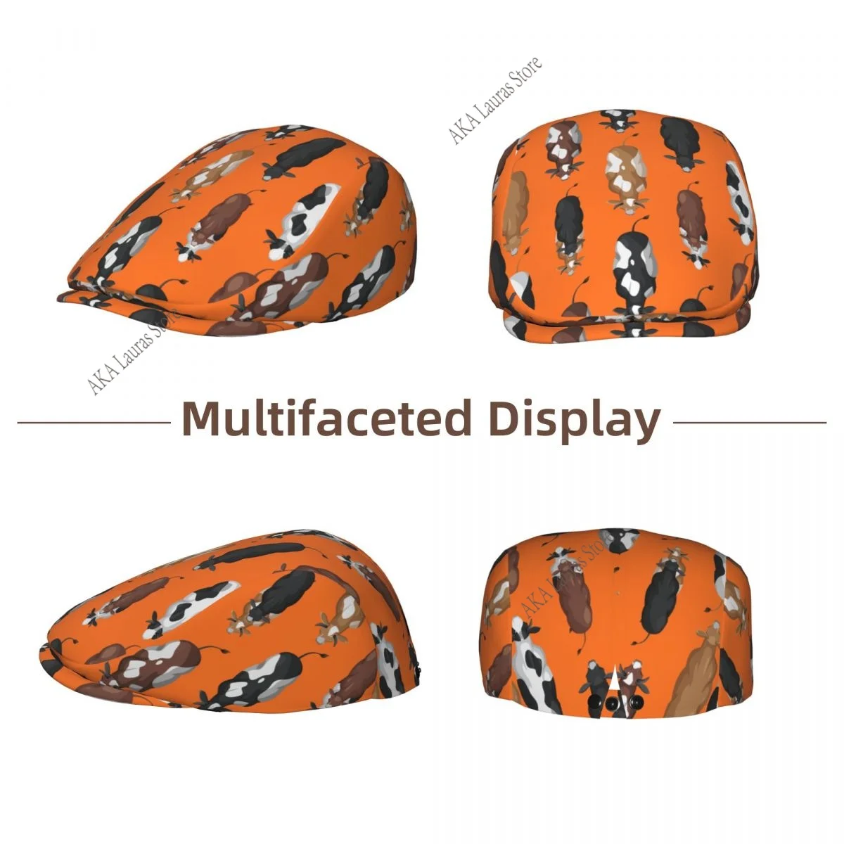 Spring and summers Cow Print Newsboy Caps Flat Peaked Cap Girl and Women Painter Beret Hats
