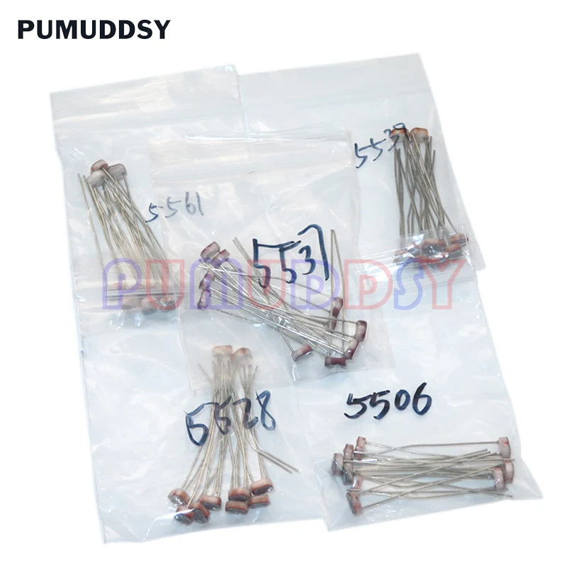 50PCS(5value*10pcs)  LDR  Photoresistor Diy  Kit For GL5506 GL5516 GL5528 GL5537 GL5539