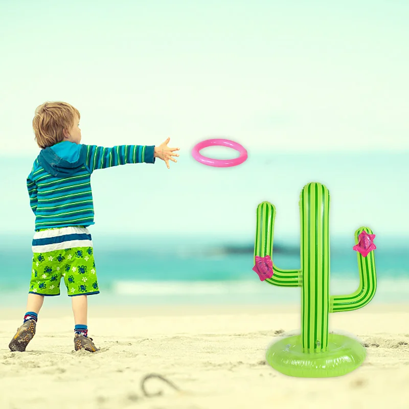 Inflatable Cactus Ring Children\'s Throwing Toy Set Hawaii Swimming Pool Floating Toys Summer Beach Party Decorative Supplies